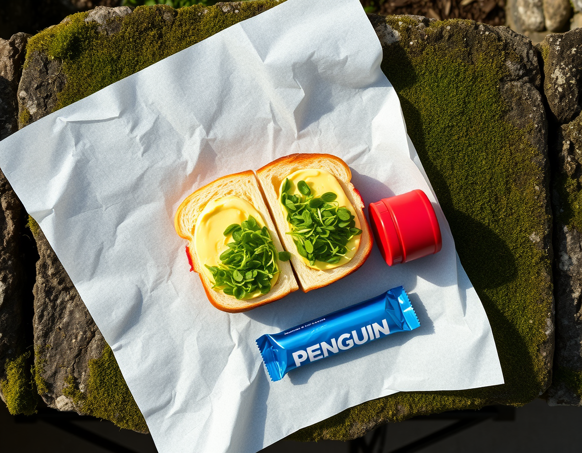 Provisions on the drystone wall, Castle Hill