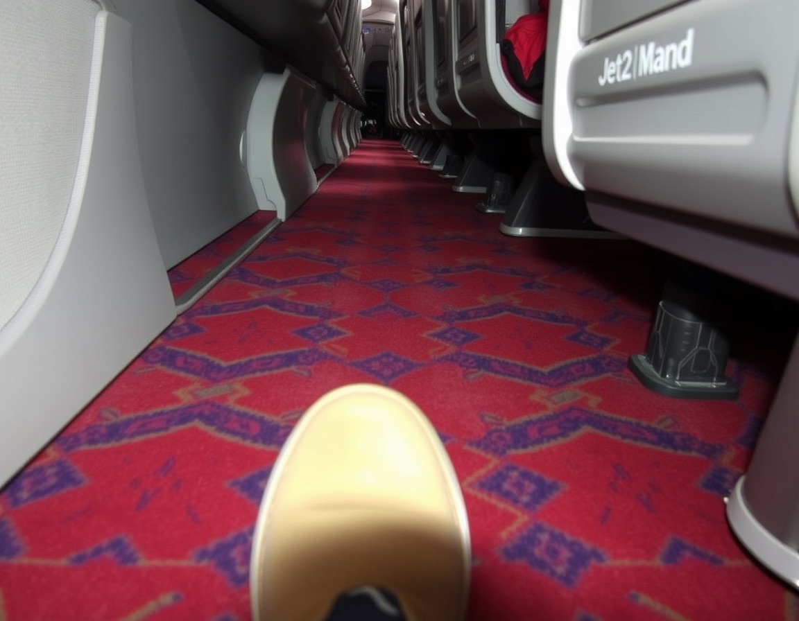 Jet2 aisle carpet, Manchester to Málaga