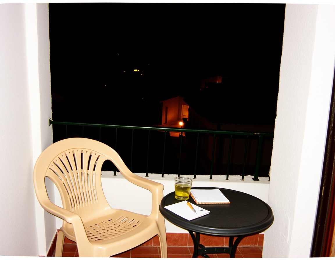 Hotel balcony at night, Nerja